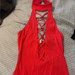 Xs red body suit